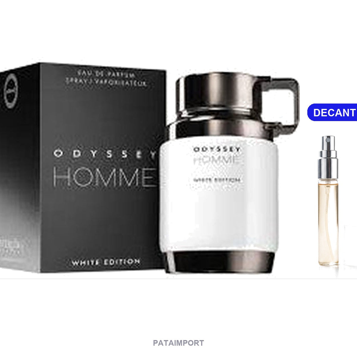 Decant de Armaf Odyssey Homme White Edition — vial de 5 ml junto al frasco original | PATAIMPORT