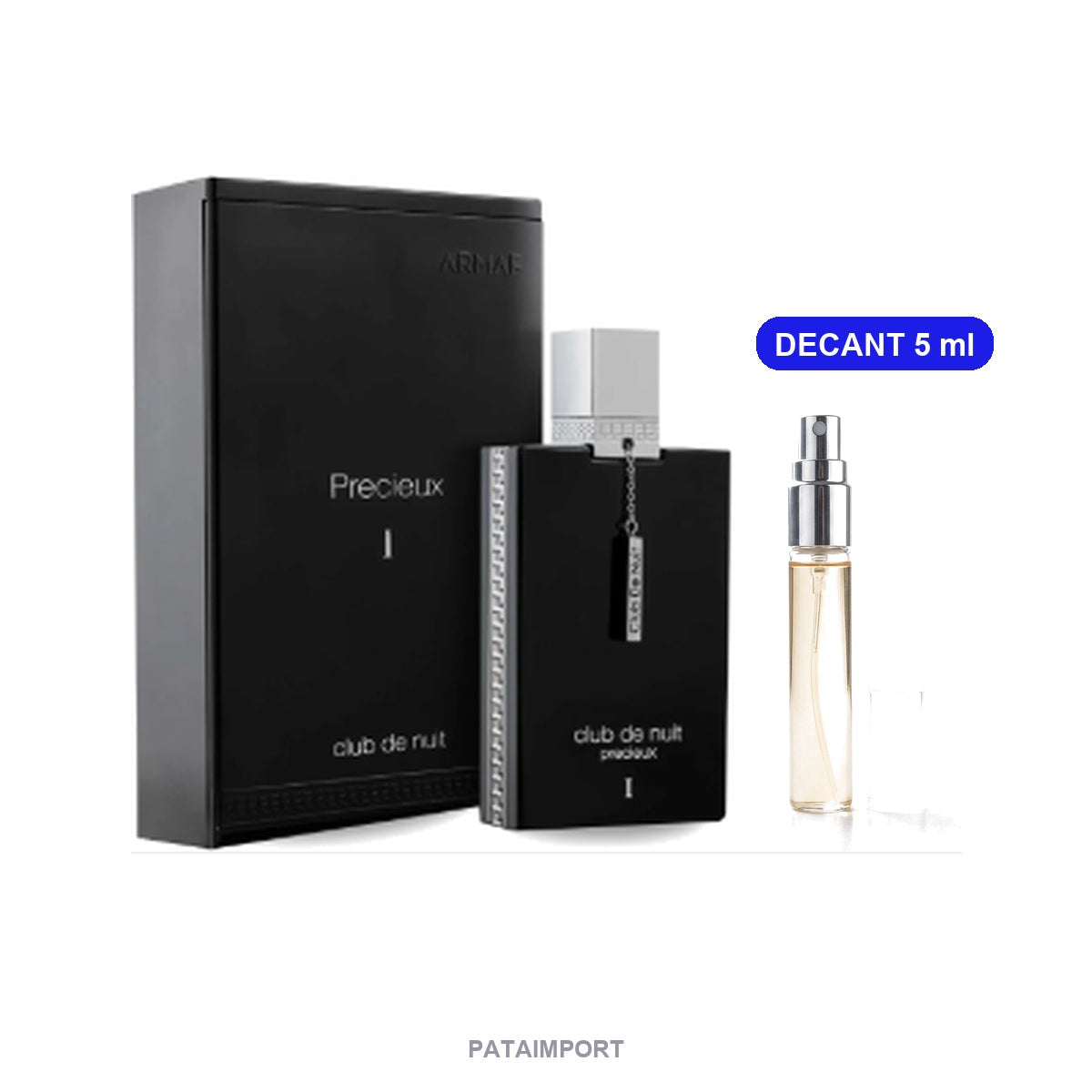 Decant de Armaf Club de Nuit Précieux I — vial de 5 ml junto al frasco original | PATAIMPORT