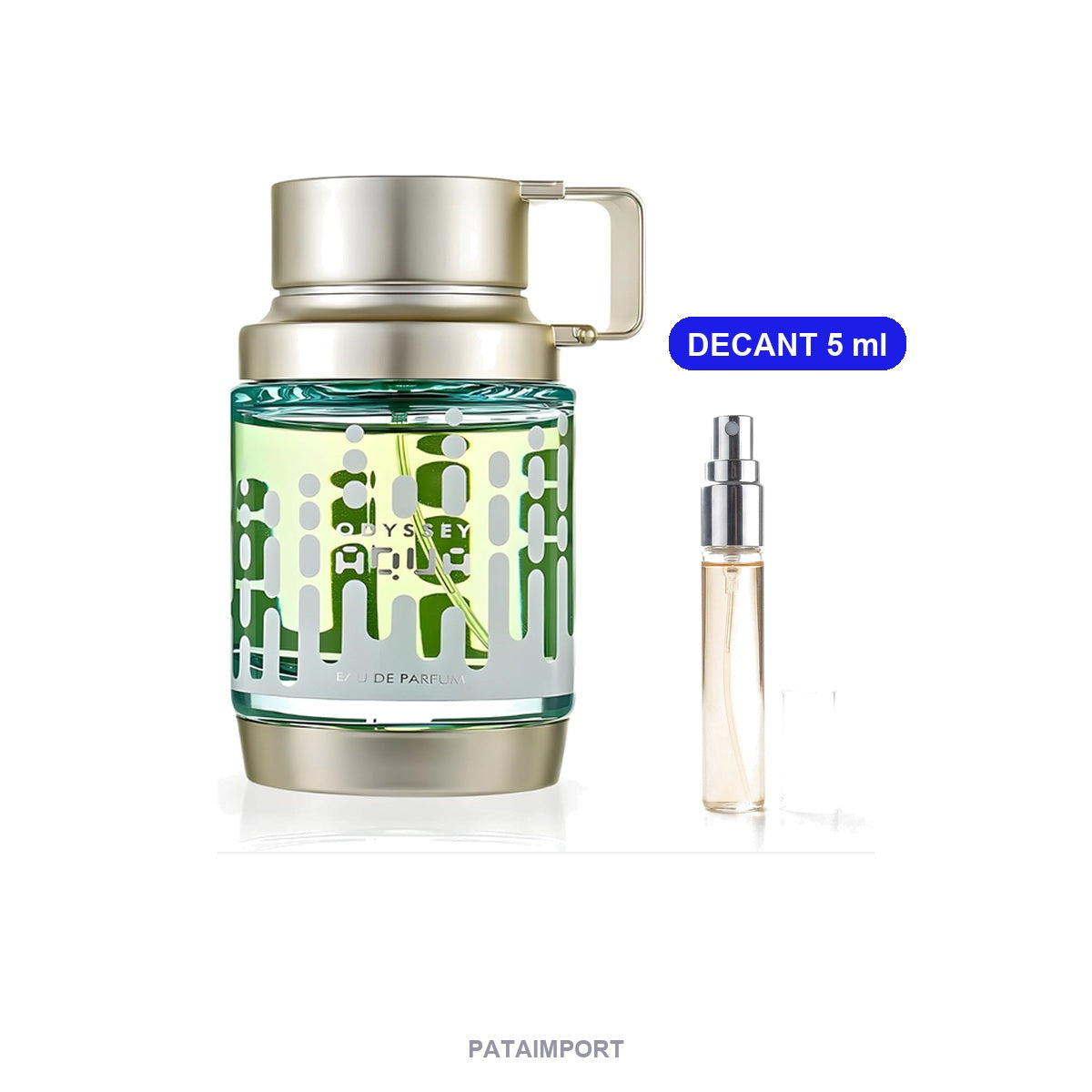 Decant de Armaf Odyssey Aqua — vial de 5 ml junto al frasco original | PATAIMPORT