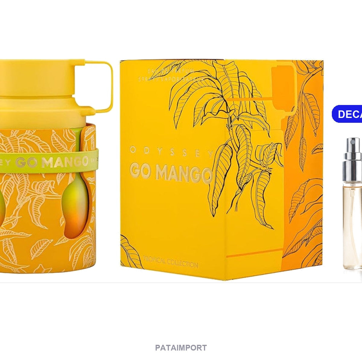 Decant de Armaf Odyssey Go Mango — vial de 5 ml junto al frasco original | PATAIMPORT