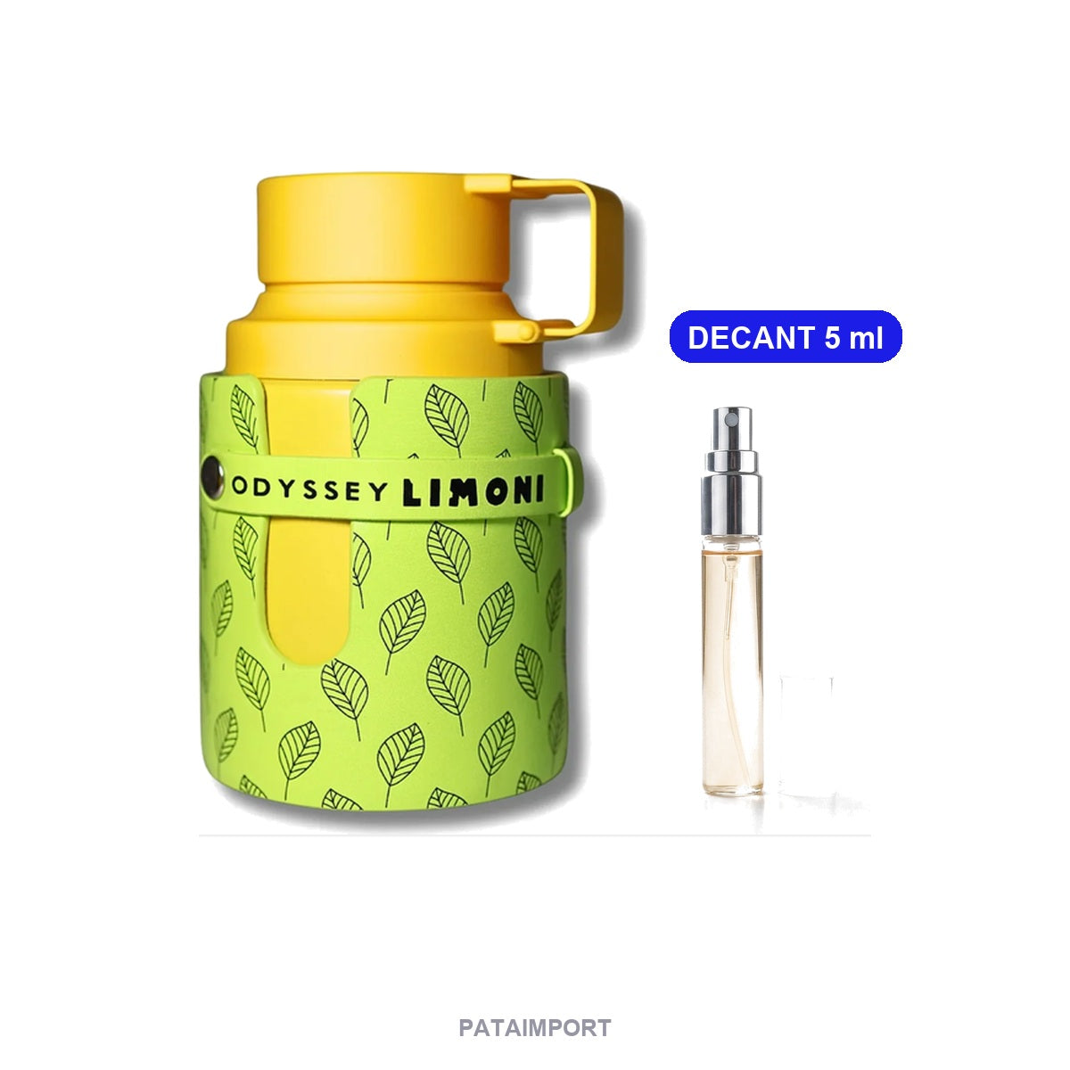 Decant de Armaf Odyssey Limoni Fresh — vial de 5 ml junto al frasco original | PATAIMPORT