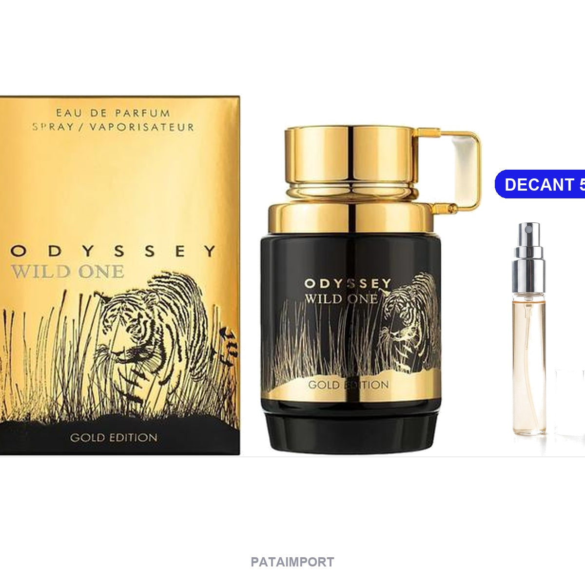 Decant de Armaf Odyssey Wild One — vial de 5 ml junto al frasco original | PATAIMPORT