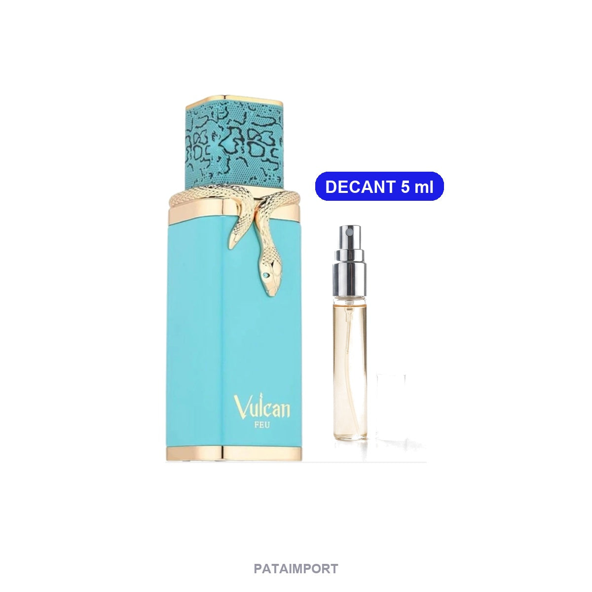 Decant de French Avenue Vulcan Feu — vial de 5 ml junto al frasco original | PATAIMPORT