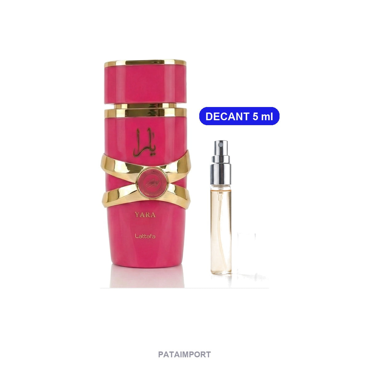 Decant de Lattafa Yara Candy — vial de 5 ml junto al frasco original | PATAIMPORT