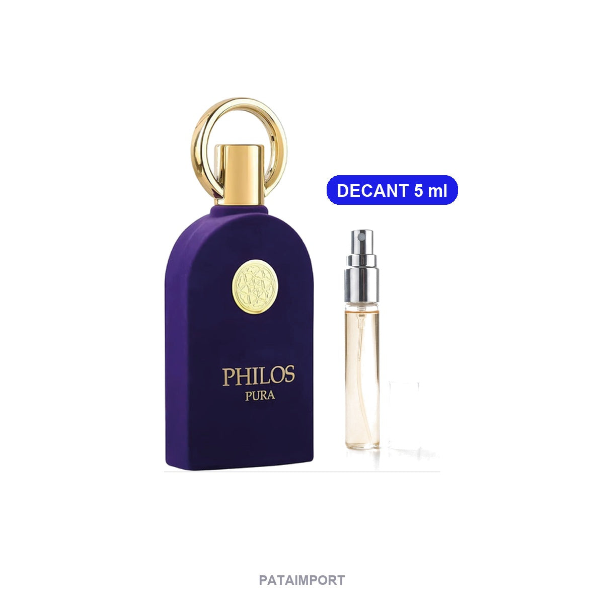 Decant de Maison Alhambra Philos Pura — vial de 5 ml junto al frasco original | PATAIMPORT