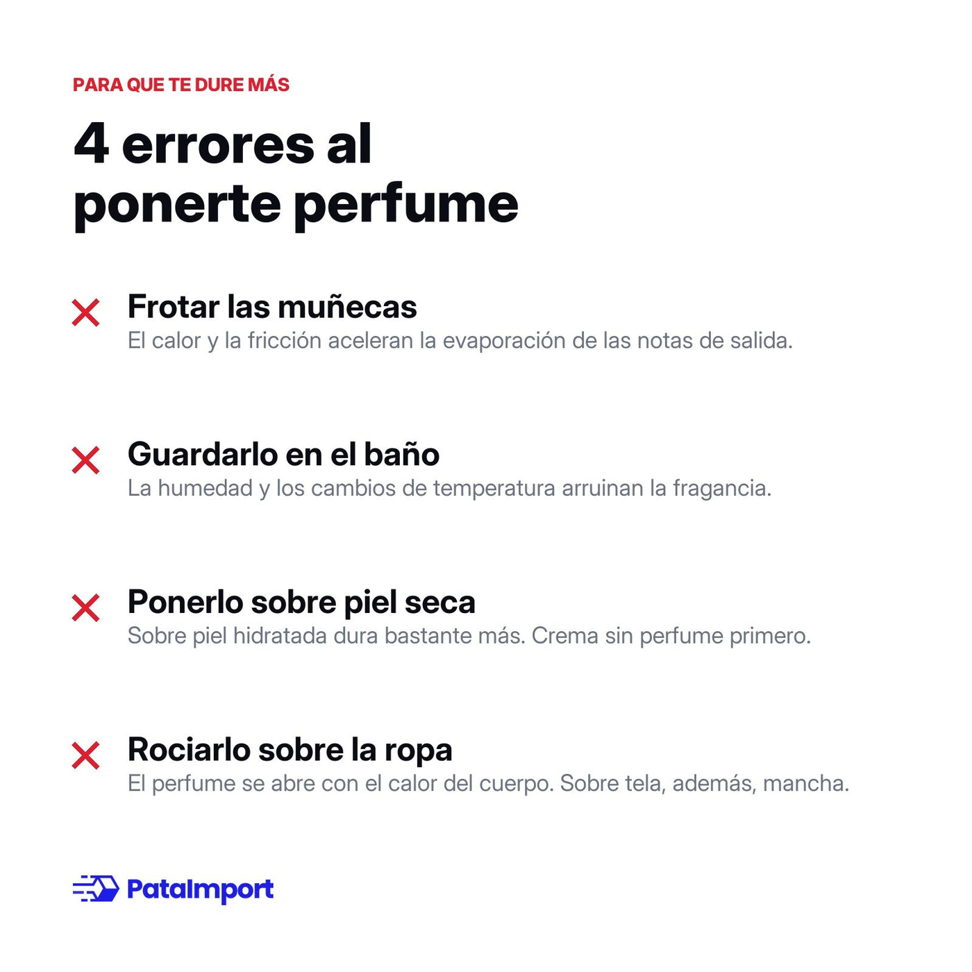 4 errores al ponerte perfume: frotar las muñecas, guardarlo en el baño, piel seca y rociar la ropa | PATAIMPORT